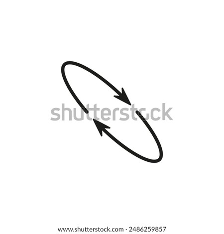 Two semicircular thin arrows rotate. Semi circle arrows following each other and moving in a circle. Vector symbol. Isolated Illustration on white background.