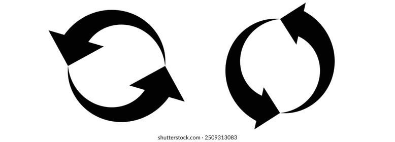two seminar arrow, rotating icon, refresh arrow eps 10.  