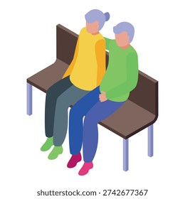 Two seniors enjoying each other's company while sitting on a park bench