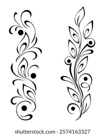 Two separate border elements with foliate ornament and vignettes; graphic decor