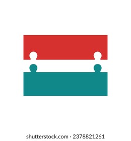 Dos piezas de rompecabezas separadas. Elementos y partes del vector de color.