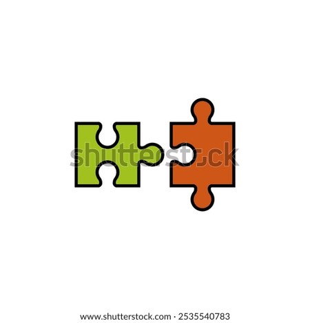 Two separate puzzle pieces. Color vector elements and parts.