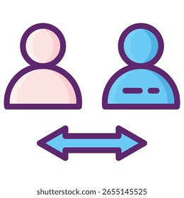 Dos iconos de Perfil separados con flechas divergentes, que representan 