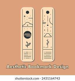 Dos conjuntos de tipo abstracto estético natural simple Bookmark diseño. Bestseller Minimalista Libro marca diseño vector.