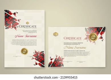 Two set certificate template with dynamic and futuristic polygonal color and modern background. new stock and collections. vector illustration