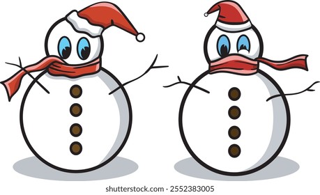 Two set Christmast Snow character design illustration with simple style drawing for logo, template or design asset