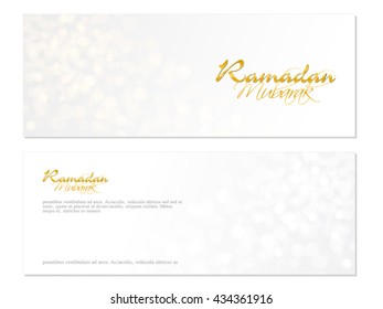 Two Set of Ramadan banner creative vector illustration with typography, moon and mosque.