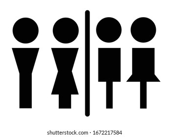 Two set vector of men and women restroom sign in black and white