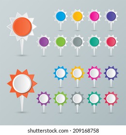 two sets of blank colorful map pointers in flat style. vector.