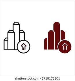 Dos Conjuntos del horizonte de la ciudad con los edificios de los símbolos caseros