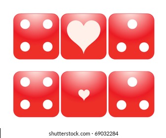 Two sets of Gambling Dice with large and small Hearts.Perfect for Valentine theme. eps 10