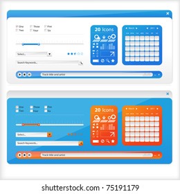 Two sets of interface which a calendar icon and the player.
