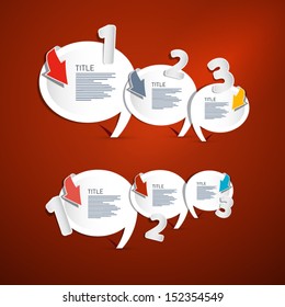 Two Sets of One, Two, Three Vector Paper Progress Steps for Tutorial, Infographics