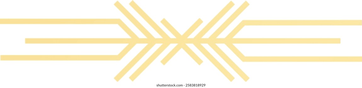 Two sets of triple parallel horizontal lines converging and diverging creating a double arrow symbol, pointing in opposite directions, suggesting a sense of duality, choice, or crossroads