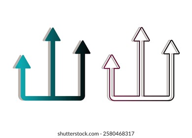 Two sets of upward-pointing arrows, representing growth and progress..