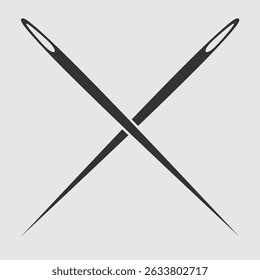 Two sewing needles crossed. Vector illustration