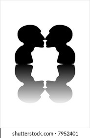 Two shadow heads speaking
