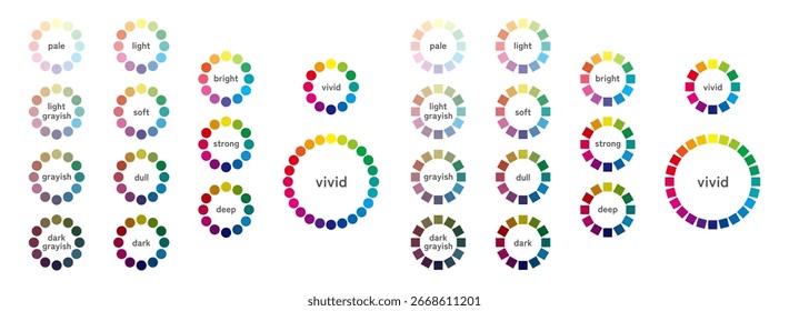Dos Formas de ruedas de color, ruedas de color de 12 tonos con 12 o 24 colores