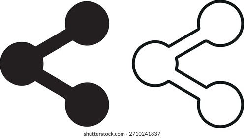 Dos iconos compartidos, uno lleno de negro y un contorno blanco, que representan el intercambio, la conexión, la creación de redes y la interacción con las redes sociales.