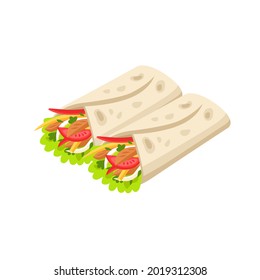 Two shawarma with vegetables. Vector illustration