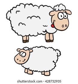 two sheep cartoon illustration isolated on white