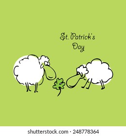 Two sheep with clover. vector 3