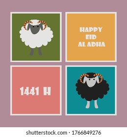 two sheep in eid al adha greetings vector. 