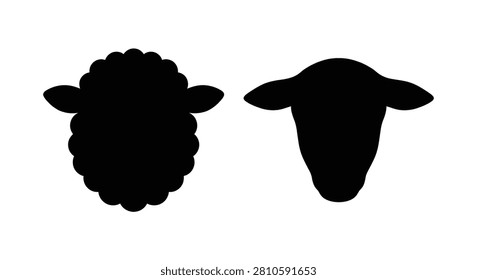 Two sheep head silhouettes against a white background a simple graphic representation silhouette lamb ovine