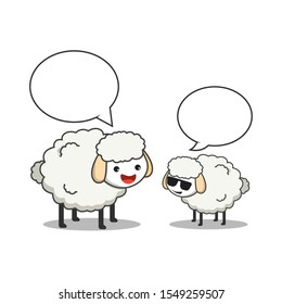 two sheep talking to  each other
