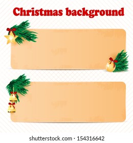 two sheets of paper decorated with fir branches and christmas toys.christmas background.vector