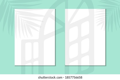 Two sheets of paper on a green background with a shadow. EPS 10