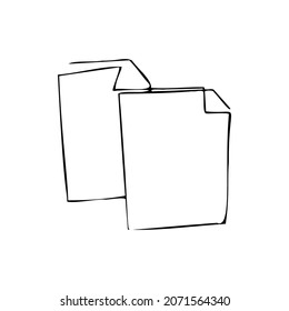 Two sheets of paper sketch vector illustration on a transparent background