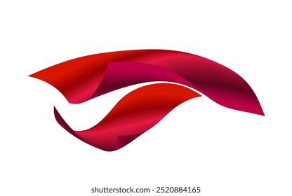 two sheets of red gradient paper falling, without background