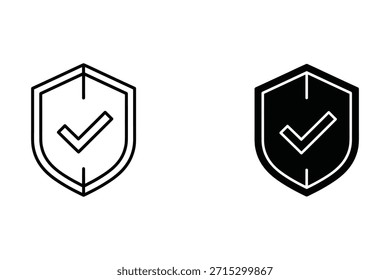 Dos escudos con marcas de verificación en seguridad en blanco y negro