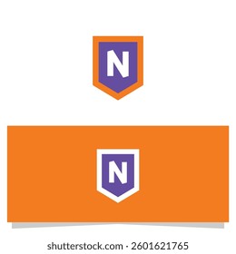 Two shield shaped logos with letter N are displayed in a minimalist style great for brand identity design.
