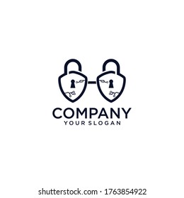 Two Shield Tech Logo Design Template, Element Design, Vector Design.