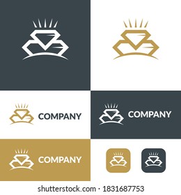 Two shining diamond logo concept. Abstract logo design template, with a variety of uses.