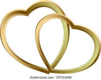 two shining gold hearts a gold frame