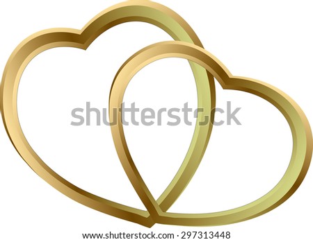 two shining gold hearts a gold frame