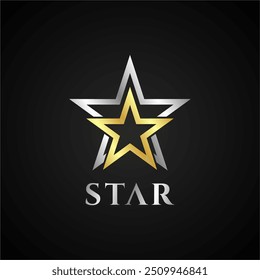 Two shining gold and silver champion star logo icons