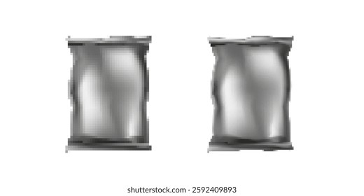 Two shiny aluminum beverage cans with curved surfaces reflecting light. smooth metallic appearance.