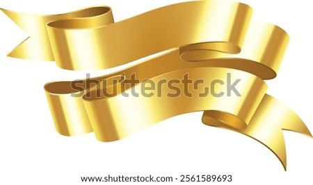 Two shiny and elegant golden ribbons waving in the wind, creating a luxurious and celebratory atmosphere, perfect for adding a touch of sophistication to any design