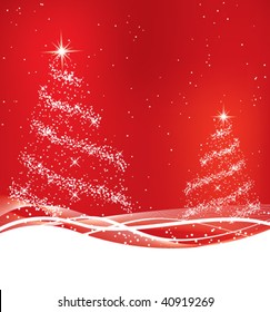 Two shiny red Christmas trees