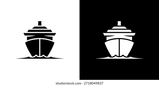 Dos siluetas de barco, una negra sobre blanca y otra blanca sobre negra, ofrecen un marcado contraste.