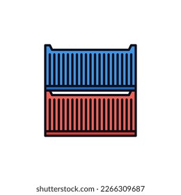 Two Shipping Containers vector Intermodal Cargo concept modern icon or design element