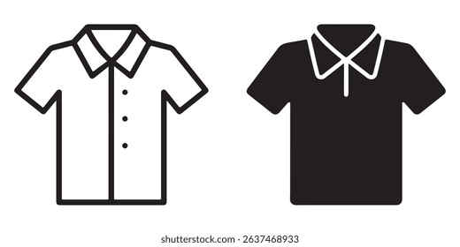 Two shirts isolated on white background, one polo and one buttoned