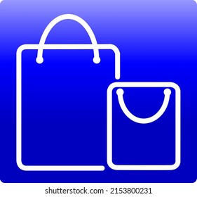 Two shoping bags white line with blue background icon