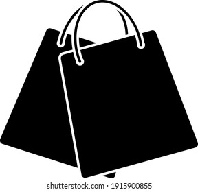 Two Shopping Bags Icon. Black Stencil Design. Vector Illustration.