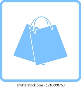 Two Shopping Bags Icon. Blue Frame Design. Vector Illustration.