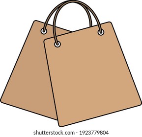 Two Shopping Bags Icon. Editable Outline With Color Fill Design. Vector Illustration.